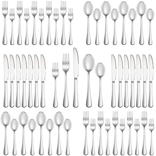 40 Piece Silverware Set Service for 8,Premium Stainless Steel Flatware Set,Mirror Polished Cutlery Utensil Set,Durable Home Kitchen Eating Tableware Set,Include Fork Knife Spoon Set,Dishwasher Safe