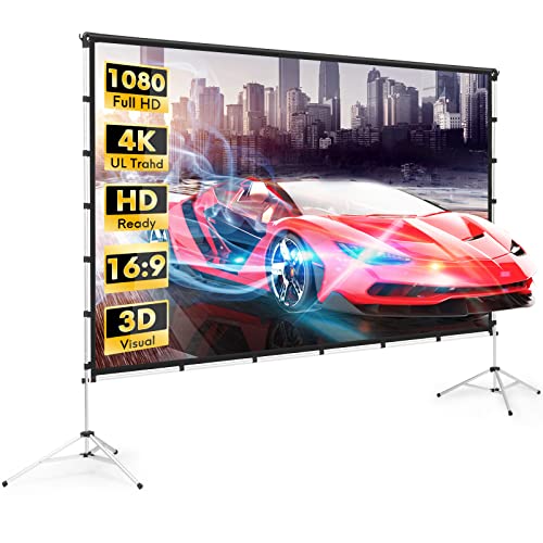 WUSHENG Inflatable Outdoor and Indoor Theater Projector Screen - Includes Inflation Fan,Tie-Downs and Storage Bag Inflatable Movie Screen Support Front/Rear Projectio