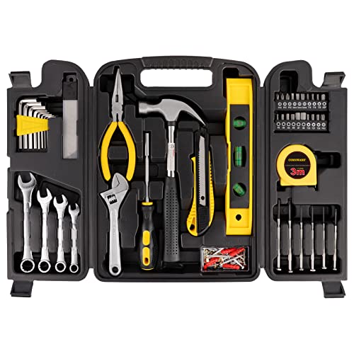 COMOWARE 130 Piece Tool Set, General Household Hand Tool Kit with Plastic Toolbox Storage Case