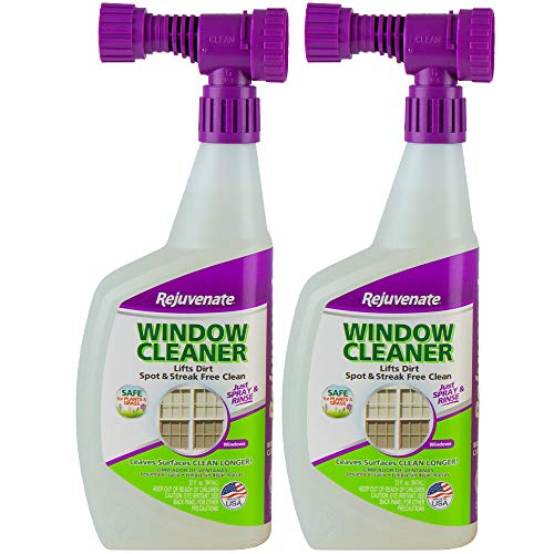 Rejuvenate Outdoor Window Spray and Rinse Cleaner with Hose End Adapter (2 x 32oz)