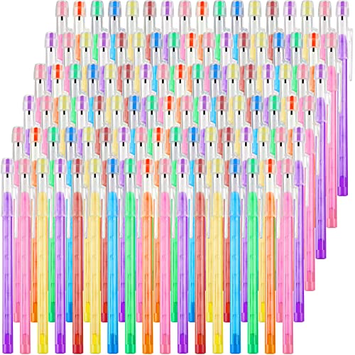 Non Sharpening Pencils Point Pencils HB Translucent Pencils for School Stackable Pencil Multi Push Stacking Tip Pencils with Matching Eraser for Kids Office Students Teachers, 7 Colors(200 Pack)