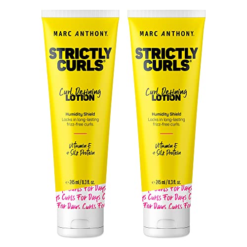 Marc Anthony Curl Defining Lotion, Strictly Curls - 2 Pack - Silk Protein & Vitamin E Hair Gel for Dry Damaged Curly Hair - Sulfate-Free Moisturizing Detangler & Anti Frizz Styling Product 8.3 Fl Oz