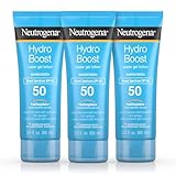 Neutrogena Hydro Boost Moisturizing Water Gel Sunscreen Lotion with Broad Spectrum SPF 50, Water-Resistant & Non-Greasy Hydrating Sunscreen Lotion, Oil-Free, 3 fl. oz, Pack of 3