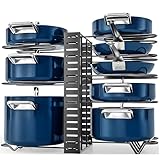 Pots and Pans Organizer Under Cabinet: 8-Tier Adjustable Rack, Kitchen Cabinet Organizer for Pot and Pan Storage, Efficient Pot Organizers Inside Cabinet – Ideal Pan Rack for Kitchen Cabinet