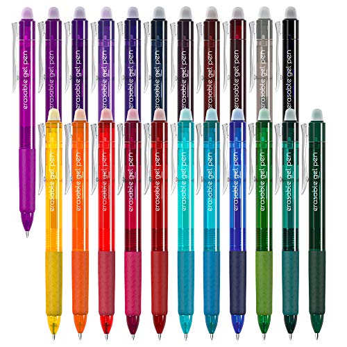 Vanstek 22 Colors Retractable Erasable Gel Pens Clicker, Fine Point(0.7), Make Mistakes Disappear, Premium Comfort Grip for Drawing Writing Planner and Crossword Puzzles