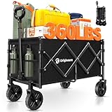 Originsure Collapsible Wagon Cart Foldable - Portable Heavy Duty Folding Beach Wagons with Wheels - Outdoor Utility Carts for Groceries, Shopping, Camping, Sports, Garden with Large Capacity - Black