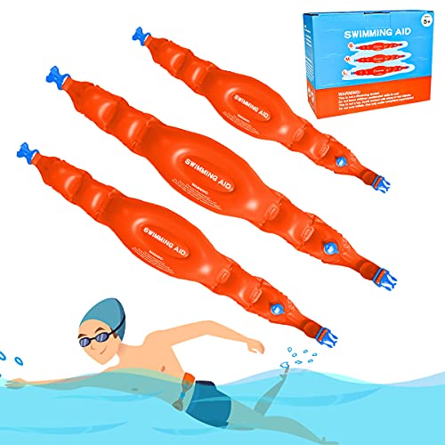 (3 Pack) Swim Belts for Kids and Adults,Inflatable Swimming Training Aid,with Adjustable Safety Buckle, Portable Pool Float Water Exercise Swim Buoyancy Waist Belts for Toddler Children(S+M+L)