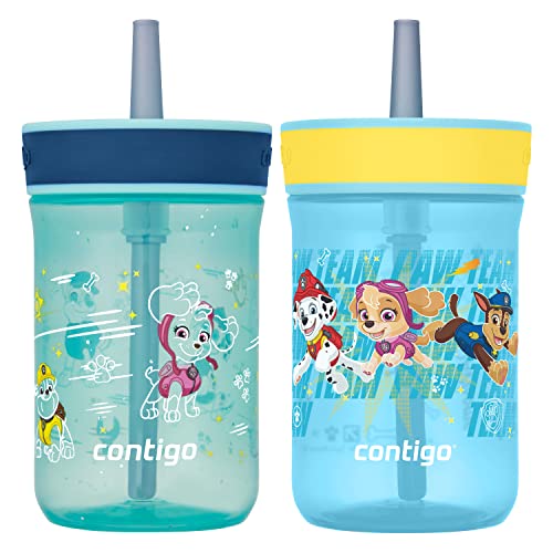 Contigo Paw Patrol Spill-Proof Kids Tumbler with Straw | BPA-Free Plastic Water Bottle | 14oz, 2-Pack for Home, School, Travel