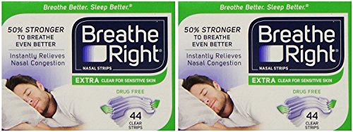 Breathe Right Nasal Strips Extra, Sensative Skin : 88 Clear Strips