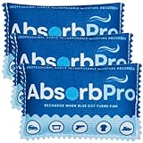 Absorb Pro Rechargeable Dehumidifier Bag 3-Pack - 100g Reusable Moisture Absorbers - Silica Gel Packets for Bins, Totes, Gun Safe, Food Storage, Clothes, Cars, and Boats