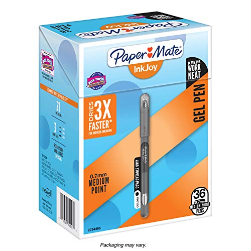 Paper Mate InkJoy Gel Pens Medium Point (0.7mm) Capped, 36 Count, Black (2034486)