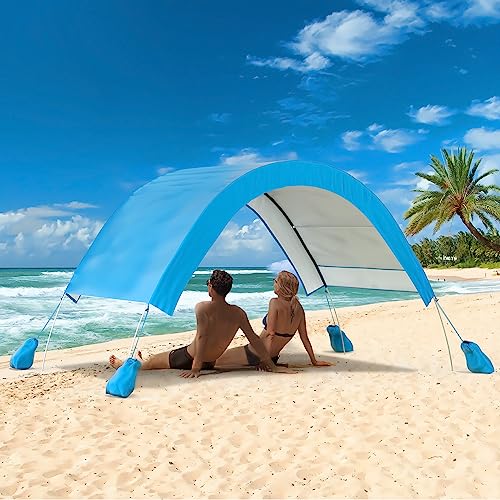 RELIANCER Portable Family Beach Tent Fits 2-4 Adults,Outdoor Deluxe Shade Tent,UPF 50+ UV Protection,Easy Set-Up Sun Shelter,Camping Sun Shade Canopy,Sunshade for Trip Fishing Park Picnics Sand Grass