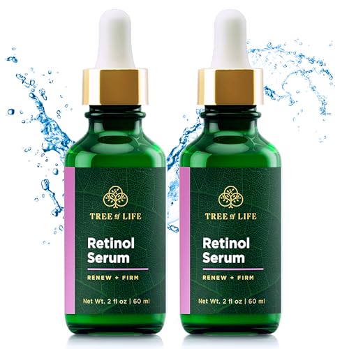 Tree of Life Beauty Retinol Serum, Skin Smoothing Face Oil for Dark and Age Spots and Fine Lines, Facial Serums for Dry and Sensitive Skin Care with Hyaluronic Acid for Soft Skin, 2 Fl Oz (pack of 2)