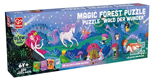 Hape Magic Forest Puzzle 1.5 Meter Long | 200 Pieces Colorful Giant Glow-in-The-Dark Enchanted Jigsaw, for Children 6+ Years