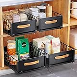 Pull out Cabinet Organizer Fixed with Adhesive Nano Film,Heavy Duty Slide out Pantry Shelves Drawer Storage,Sliding Mesh Cabinet Basket with Handle for Kitchen, Bathroom,Home,15.7'W X 9.8'DX 6.2'H