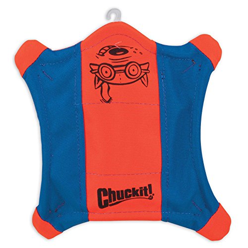 Chuckit! Flying Squirrel Fetch Dog Toy - Water Floating Flyer - Soft and Durable Polyester Canvas Construction - For Large Dogs - Size Large - 11-inch Diameter - Pack of 1 - Orange and Blue