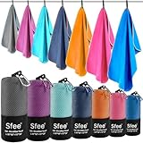 Sfee 2 Pack Microfiber Travel Towel, Quick Dry Towel Camping Towel Beach Towel Super Absorbent Compact Lightweight Sports Towel Gym Towel Set for Beach, Gym, Hiking, Pool, Backpacking, Bath, Yoga