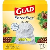 Glad ForceFlex Tall Kitchen Trash Bags, 13 Gal, Pine-Sol Original, 110 Ct (Package May Vary)