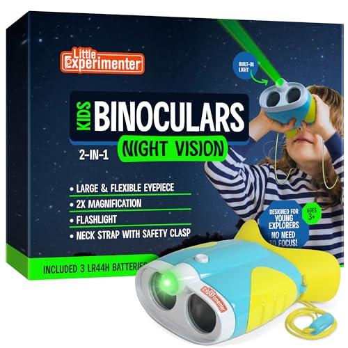 Night Vision Binoculars for Kids, Binocular Toys Stocking Stuffers Gift Ideas, with Flash Light & Face Comfort Rubber, Learning & Educational STEM Gifts for Boys & Girls Ages 3-6 8 9 10-12+ Years Old