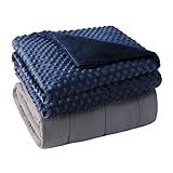 yescool Weighted Blankets for Adults Cooling Weighted Blanket with Washable Cover Queen Size 20lbs 60'x80',Heavy Blanket with Minky Duvet Cover Cozy Thick Throw Blanket with Premium Glass Beads Blue