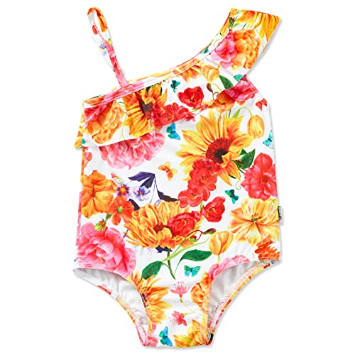 SYNPOS Baby Girl One Piece Swimsuit Mermaid Ruffle Swimwear Cute Floral Toddler Girl Beach Bathing Suit