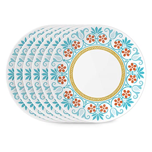 Corelle Global Collection Vitrelle 6-Piece Salad Plates Set, Triple Layer Recycled Glass, Lightweight Eco-Friendly 8-1/2-In Plates Set, Terracotta Dreams