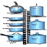 Pots and Pans Organizer Under Cabinet, 8 Tiers Adjustable Pots and Pans Organizer, With 3 DIY Methods Kitchen Frying Pan, Cookware Bakeware Organizer And Cutting Board Pan Lid Holder Organizer