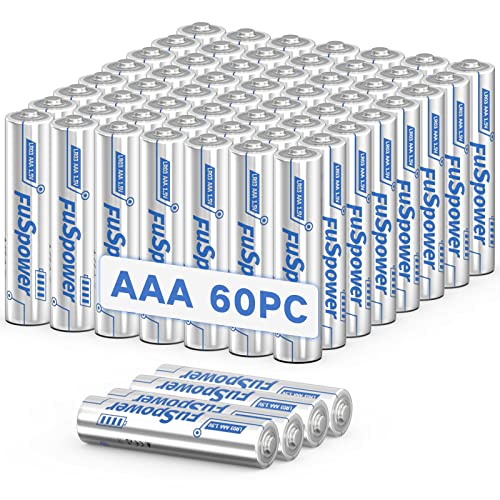 Fuspower AAA Batteries 60-Pack, 10 Years Shelf Life, 1200mAh AAA Batteries 1.5 Volt LR03 Alkaline Battery