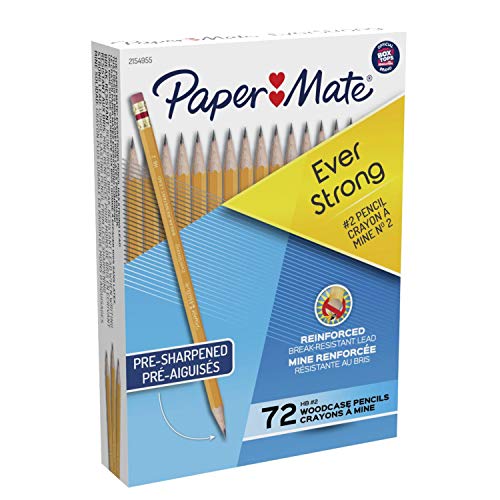 Paper Mate EverStrong #2 Pencils, Reinforced, Break-Resistant Lead When Writing, 72 Count