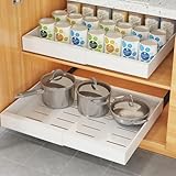 COVAODQ Pull Out Cabinet Organizer Extendable Sliding Slide Out Pantry Shelves Storage No Punch for Kitchen Base Cabinet Organization, Pantry, Bathroom Adjustable Width 12.4' to 20.4',1 Pack