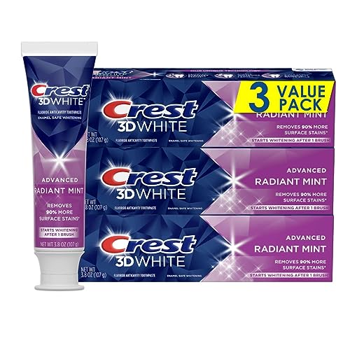 Crest 3D White Toothpaste Radiant Mint, 3.8 Oz (Pack of 3)