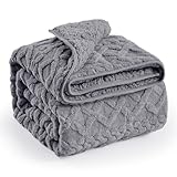 immtree Weighted Blanket for Adults Queen Size 15lbs, Dual Sided Soft Fuzzy Jacquard Sherpa Weighted Blankets for Sleeping, Cozy Fluffy Knitted Heavy Blanket for Couch Bed, Cool Grey, 60 × 80 inches