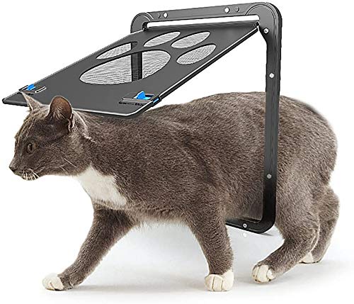 LESTP Pet Dog Cat Screen Door, Pet Screen Door Protector for Sliding Door, Automatic Lock/Lockable；Sliding Screen Dog Door with Magnetic Flap for Exterior Doors (Small)