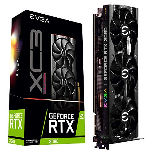 EVGA 24G-P5-3975-KR GeForce RTX 3090 XC3 Ultra Gaming, 24GB GDDR6X, iCX3 Cooling, ARGB LED, Metal Backplate