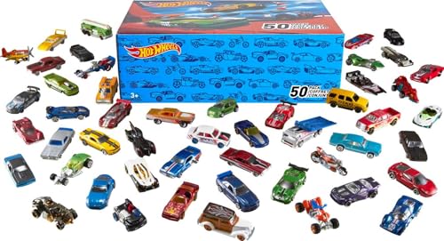 Hot Wheels Toy Trucks & Cars, 50-Pack, Set of 50 1:64 Scale Individually Packaged Vehicles, Instant Collection (Styles May Vary) (Amazon Exclusive)