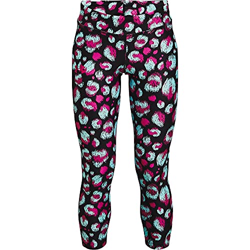 Under Armour Girls HeatGear Armour Printed Ankle Crop , Black (001)/Meteor Pink , Medium