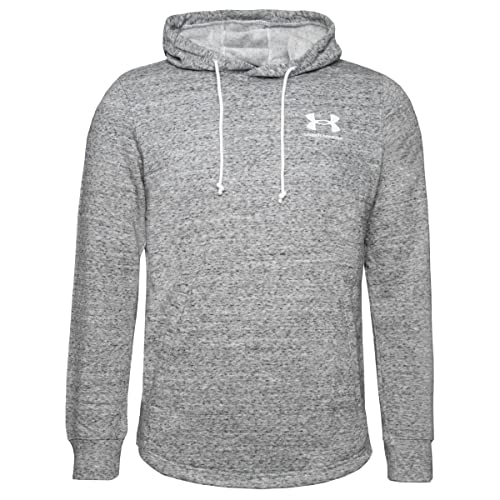 Under Armour Men's Rival Terry Long Crew Neck Hoodie, Onyx White (112)/Team Orange, Medium