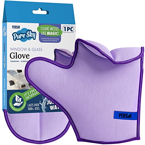 Pure-Sky Glass Cleaning Cloth Glove - JUST ADD Water No Detergents Needed – Streak Free Magic Ultra Microfiber Window Polishing Glove - for Windows, Glass, Mirror and Screen - Leaves no Wiping Marks