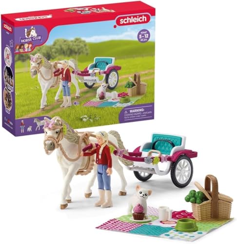 Schleich Horse Club, Horse Toys for Girls and Boys, Carriage Ride with Picnic Horse Set with Horse Toy, 32 Pieces