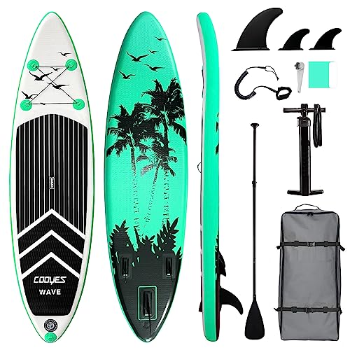 Inflatable Stand Up Paddle Board, Hmtaolife 10'x30 x6 SUP with Premium Accessories, Including Adjustable Paddle,Carry Bag,Hand Pump,Repair Kit (Green)