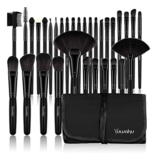 Makeup Brushes Set, 32 pcs Makeup Brush Soft Nylon Bristles Make up Brushes Kit Foundation Blending Blush Concealer Cosmetic Brushes with Bag