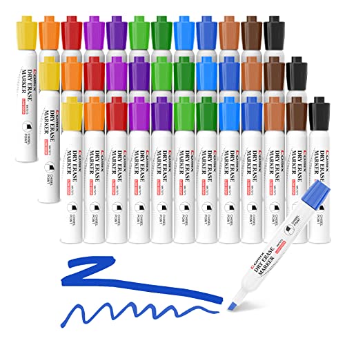 Comix Dry Erase Markers, 36 Bulk 12 Assorted Colors White Board Markers, Chisel Tip Markers for Kids Teachers