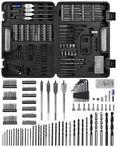 WESCO 201pcs Drill Bit Set, Screwdriver & Impact Driver Bits Kit with Carry Case, Combo Kit for Wood Metal Cement Drilling and Screwdriving, Tools for Men and Home Maintenance