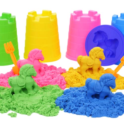 Oosh Smart Sand Medium Tub (4 Pack) by ZURU, 500g Each, Non-Sticky, No Mess, Smart Sand for Girls and for Kids (Pink, Green, Yellow, Blue)