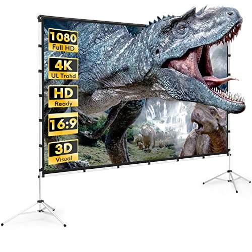 Inflatable Portable Projector Movie Screen - Huge Air-Blown Cinema Projection Screen Package with Rope, Blower,Tent Stakes - Front & Rear Projection,for Outdoor Party Backyard Pool Fun (120in)