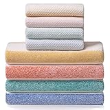 OLESTER 4 Colors Stripes Microfiber Bath Towels Set for Shower Pool Beach Bathroom Super Absorbent,Soft,Quick Dry,Lightweight Bath Towel