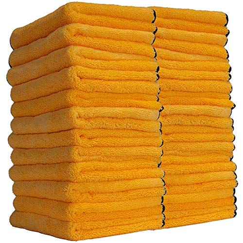 Chemical Guys MIC_506_24 Professional Grade Premium Microfiber Towels, Gold (16 Inch x 16 Inch) (Pack of 24) - Safe for Car Wash, Home Cleaning & Pet Drying Cloths