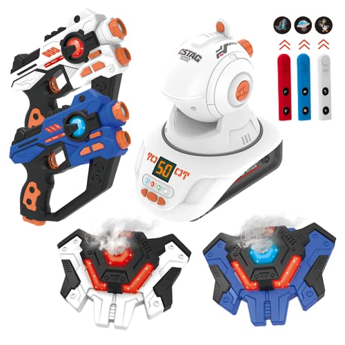 Laser Tag Set with Projector, Laser Gun and Vest Set with Projector & 3 Target Cartridges, Lazer Battle Shooting Wall Game Toys Gift for Kids Teens Boys Girls Adults, Indoor Outdoor Family Party Fun