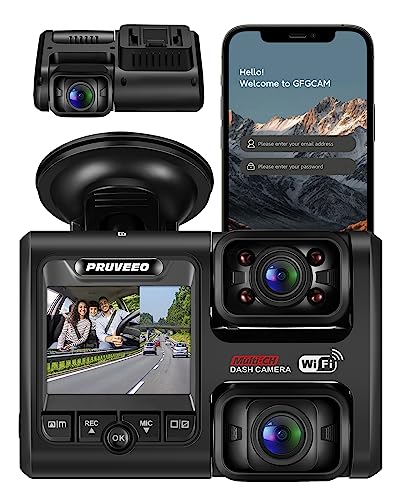 PRUVEEO Dash Cam, Front and Inside 1080P Dual FHD, Novatek Processor, Single-Channel 2160P, Built-in WiFi, 24H Parking Monitor, 2 Inch LCD Camera, 512 Gb Max, Infrared Night Vision