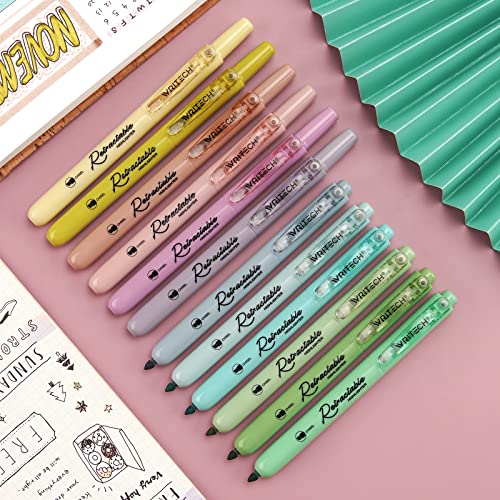 WRITECH Retractable Highlighters Assorted Colors: Chisel Tip Click Aesthetic Highlighter Marker Pens Pack Multi Colored Ink No Bleed Smear for Highlighting Journaling (12ct Neutral)